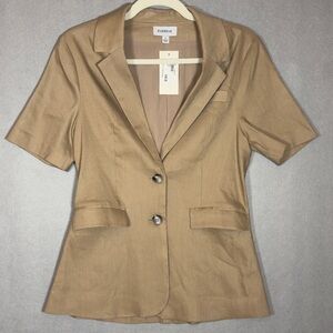 NWT Evereve Tan Short-Sleeve Notch-Lapel Blazer
